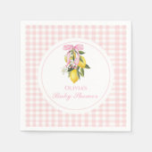 Lemon Pink Bow preppy Coquette baby shower Servet (Voorkant)