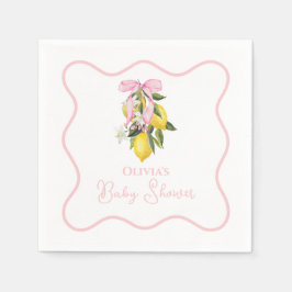Lemon Pink Bow preppy Coquette Baby shower Servet