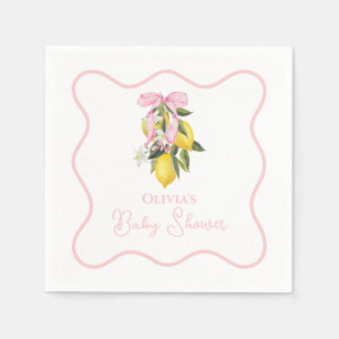 Lemon Pink Bow preppy Coquette Baby shower Servet