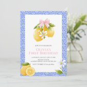 Lemon Pink Bow preppy Coquette verjaardag Kaart (Staand voorkant)