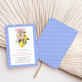 Lemon Pink Bow preppy Coquette verjaardag Kaart