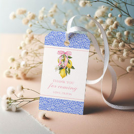 Lemon Pink Bow preppy verjaardag Cadeaulabel