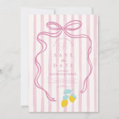 Lemon Pink Bow Wedding Save The Date (Voorkant)