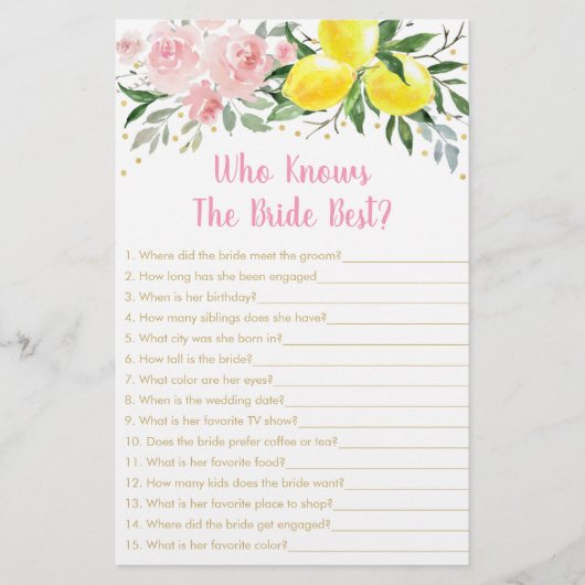 Lemon Pink Floral die het beste spel kent (Voorkant)