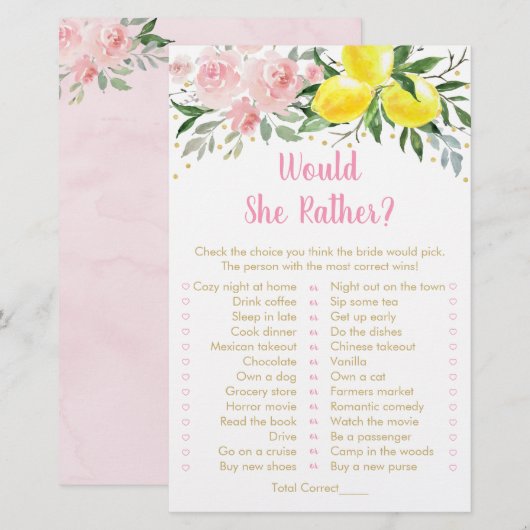 Lemon Pink Floral zou ze een vrij brutaal spel wil (Voorkant / Achterkant)