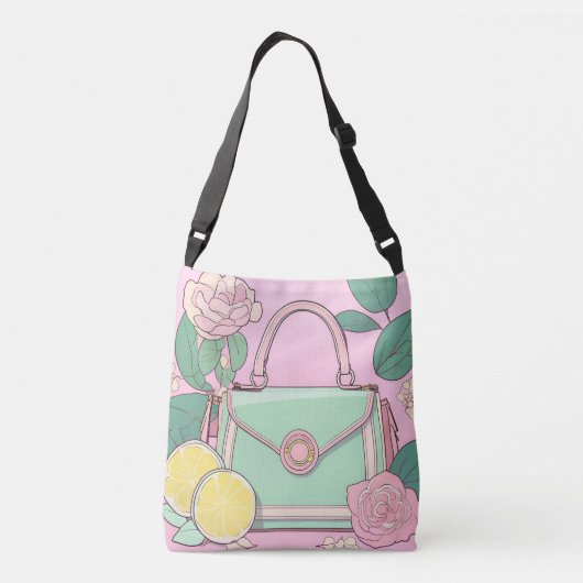 Lemon & Pink Lollipop AI art Crossbody Tas (Achterkant)