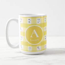 Lemon Plaid Monogram Koffiemok