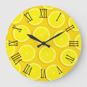 Lemon plak grafische gele roman wandklok
