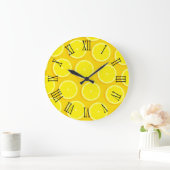 Lemon plak grafische gele roman wandklok (Huis)