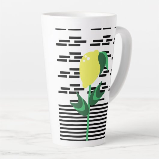 Lemon Plant Black Stripes Latte Mok (Rechterhoek)