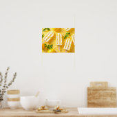 Lemon Popsicle Summer Food Pattern Yellow Poster (Keuken)