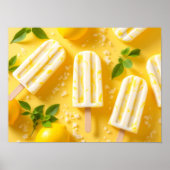 Lemon Popsicle Summer Food Pattern Yellow Poster (Voorkant)