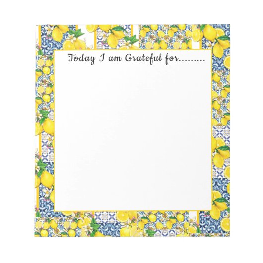 Lemon Portugal Azulejo Mediterranean Gratitude Notitieblok (Voorkant)