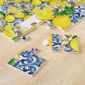 Lemon Portugal Azulejo Mediterranean Santorini Legpuzzel (Zijkant)