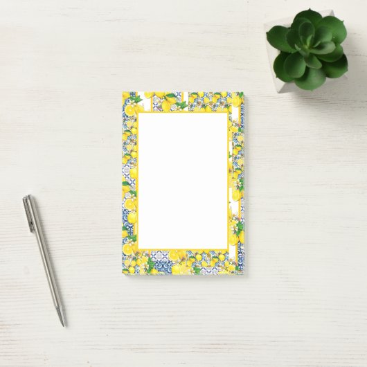 Lemon Portugal Azulejo Mediterranean Santorini Post-it® Notes (Kantoor)