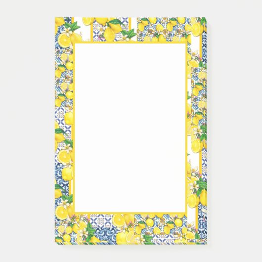 Lemon Portugal Azulejo Mediterranean Santorini Post-it® Notes (Voorkant)