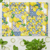 Lemon Portugal Azulejo Mediterranean Santorini Theedoek (Gevouwen)