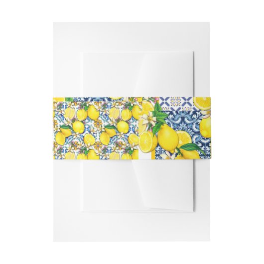 Lemon Portugal Azulejo Mediterranean Santorini Uitnodigingen Wikkel (Voorkant Voorbeeld)