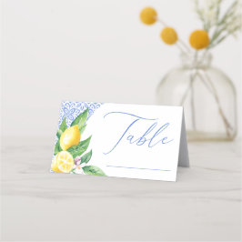 Lemon Positano Blauwe Tegel Bruidssalon Tafel Plaatskaartje