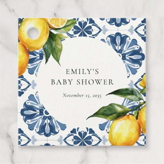 Lemon Positano Italiaans Baby shower Bedankjes Labels (Voorkant)