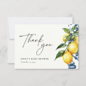 Lemon Positano Italiaans Baby shower Dank u kaart (Voorkant)