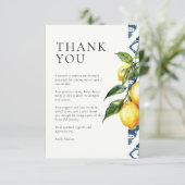 Lemon Positano Italiaans Baby shower Dank u kaart (Staand voorkant)