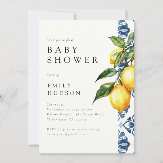 Lemon Positano Italiaans Baby shower Kaart (Voorkant)