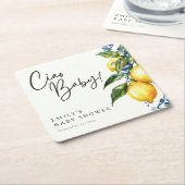 Lemon Positano Italiaans Baby shower Kartonnen Onderzetters (Schuin)