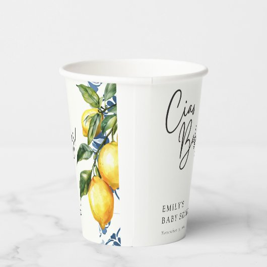 Lemon Positano Italiaans Baby shower Papieren Bekers (Rechts)