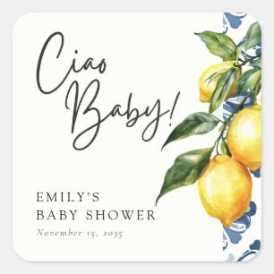 Lemon Positano Italiaans Baby shower Vierkante Sticker