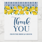 Lemon Positano Italiaanse blauwe Tegel Wijn Etiket (Enkel label)