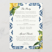 Lemon Positano Italiaanse huwelijksceremonie progr Programmakaart (Achterkant)