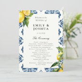 Lemon Positano Italiaanse huwelijksceremonie progr Programmakaart (Staand voorkant)