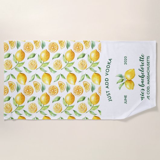 Lemon Print | Citrus Bachelorette Weekend Strandlaken (Voorkant)