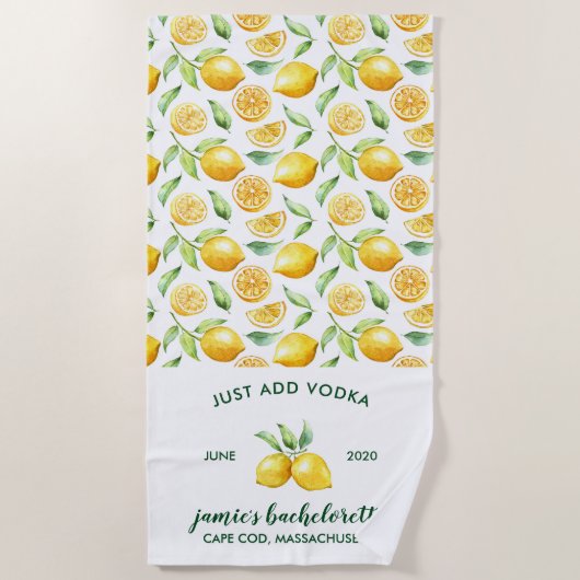Lemon Print | Citrus Bachelorette Weekend Strandlaken (Voorkant)