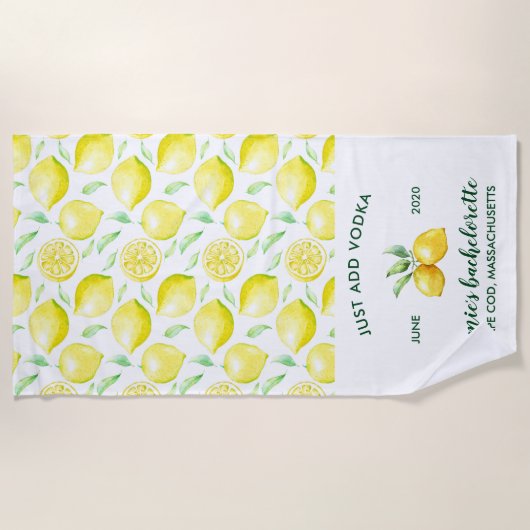 Lemon Print | Citrus Bachelorette Weekend Strandlaken (Voorkant)