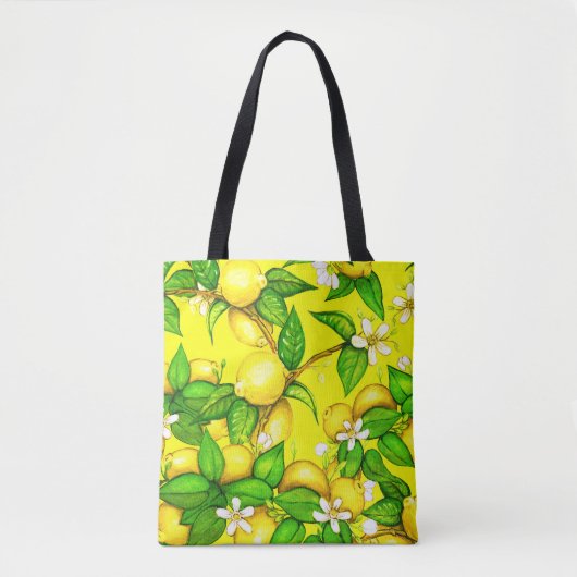 Lemon Print Handbag op geel Tote Bag (Voorkant)