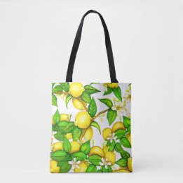 Lemon Print Handbag op wit Tote Bag