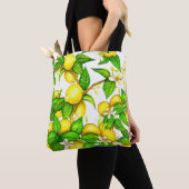Lemon Print Handbag op wit Tote Bag (Dichtbij)