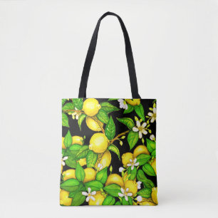 Lemon Print Handbag op zwart Tote Bag