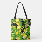Lemon Print Handbag op zwart Tote Bag (Achterkant)