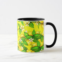 Lemon print mok op geel