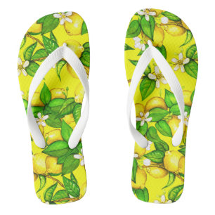 Lemon Print Teenslippers op geel