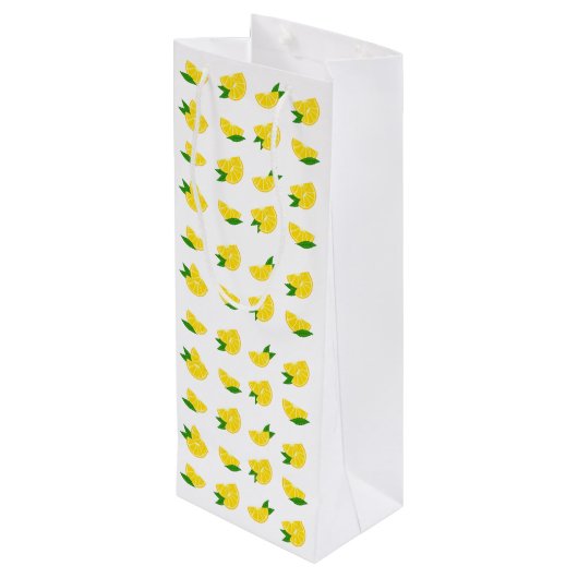 Lemon Print Wine Gift Bag Wijn Cadeautas (Achterkant Gekanteld)