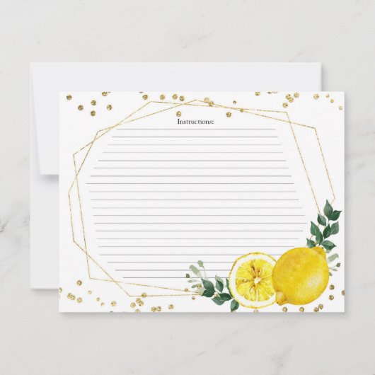 Lemon Recipcard voor groot knijpje Kaart (Achterkant)