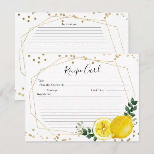 Lemon Recipcard voor groot knijpje Kaart (Voorkant / Achterkant)