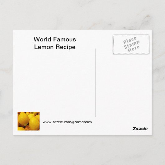 Lemon Recipe Briefkaart (Achterkant)