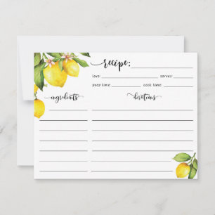 Lemon Recipe Card RSVP Kaartje