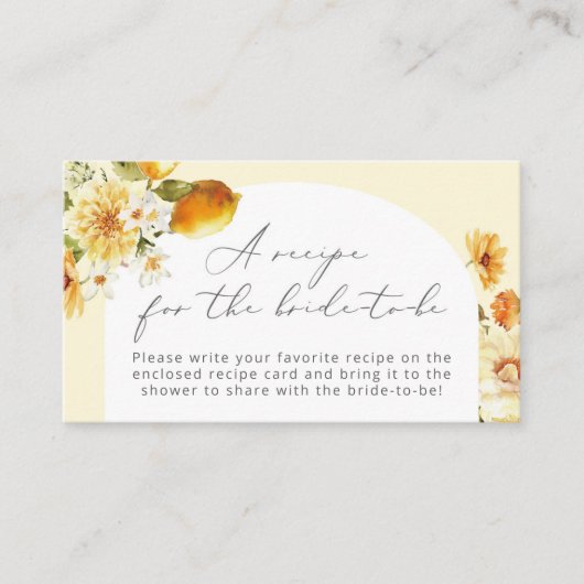 Lemon Recipe voor de bruid om de sluitingskaart te Informatiekaartje (Voorkant)