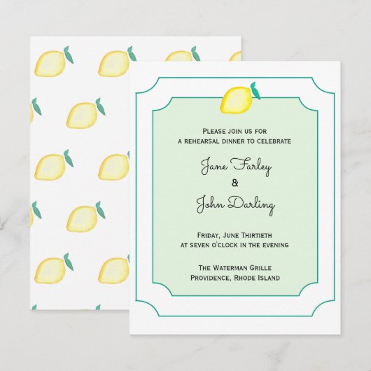 Lemon Rehearsal Dinner Invitation Kaart (Voorkant / Achterkant)